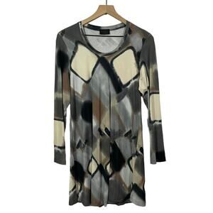 Q'Neel Neutral Printed Long Sleeve Tunic - US 8